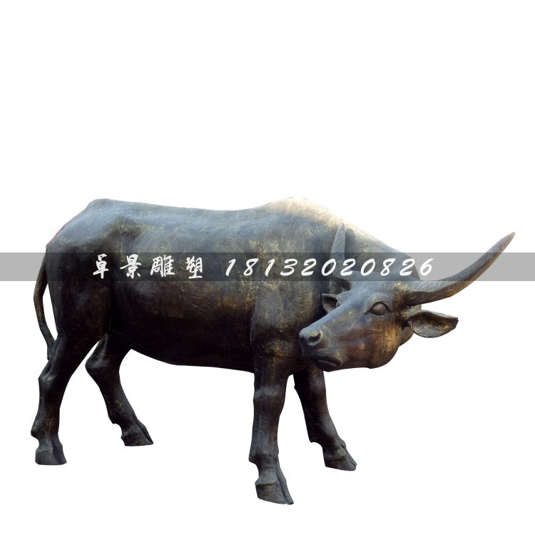 玻璃鋼仿銅牛，玻璃鋼金牛雕塑