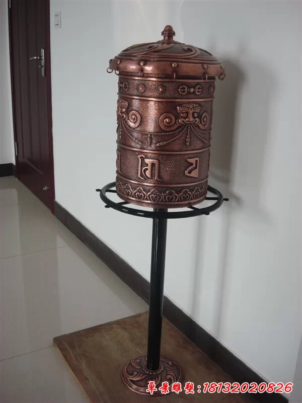 轉經筒銅雕，鑄銅轉經筒雕塑