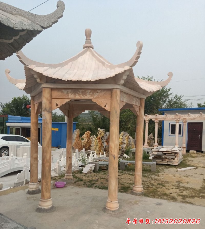 園林小區六角涼亭雕塑