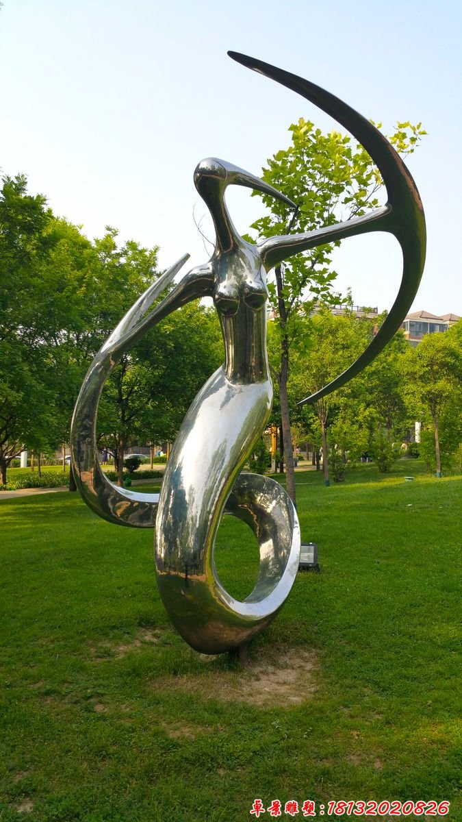 矛與盾雕塑，不銹鋼抽象人物雕塑