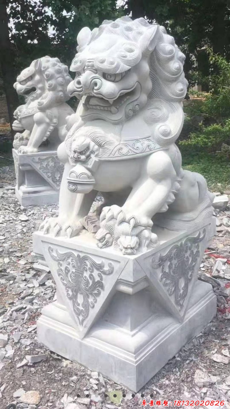 漢白玉企業門口獅子