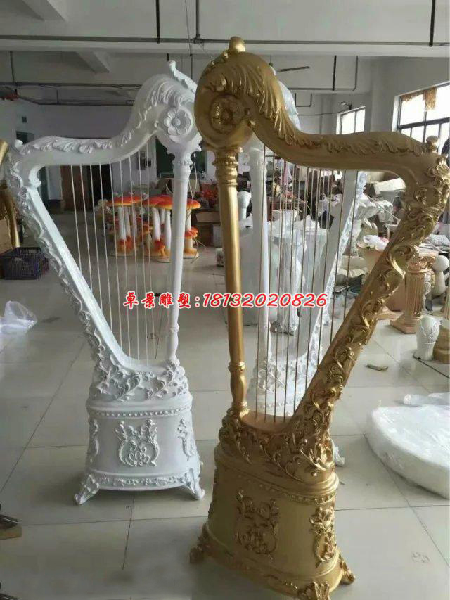 玻璃鋼豎琴雕塑，玻璃鋼仿真雕塑