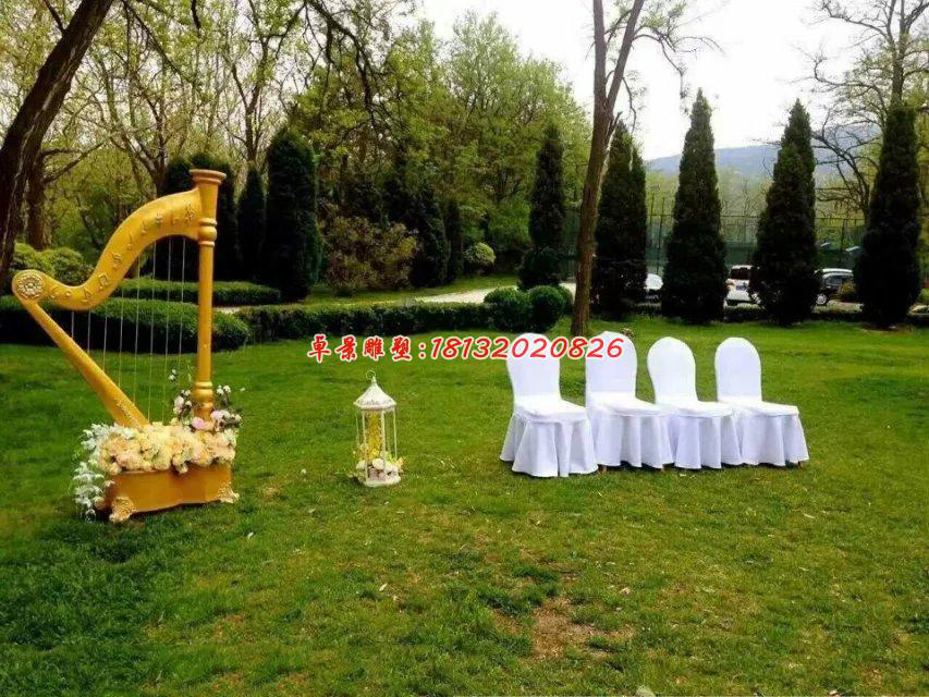 玻璃鋼豎琴雕塑，玻璃鋼仿真雕塑