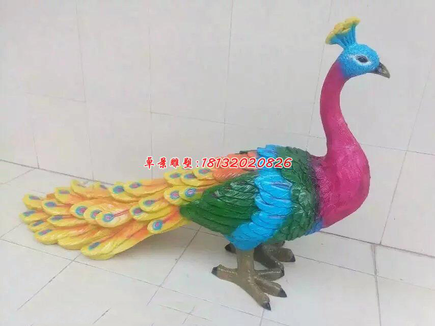 玻璃鋼孔雀雕塑，彩繪孔雀雕塑