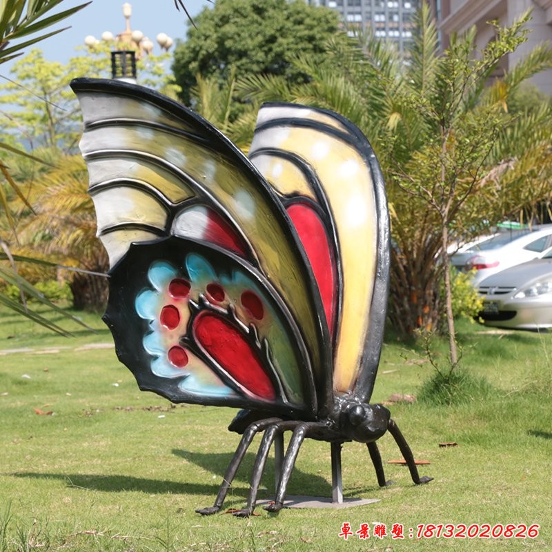 玻璃鋼蝴蝶雕塑，彩繪蝴蝶雕塑