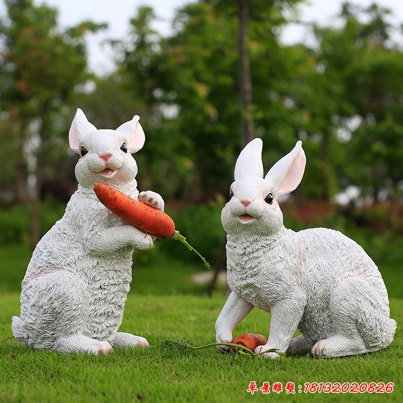 兔子雕塑，胡蘿卜雕塑，玻璃鋼卡通雕塑