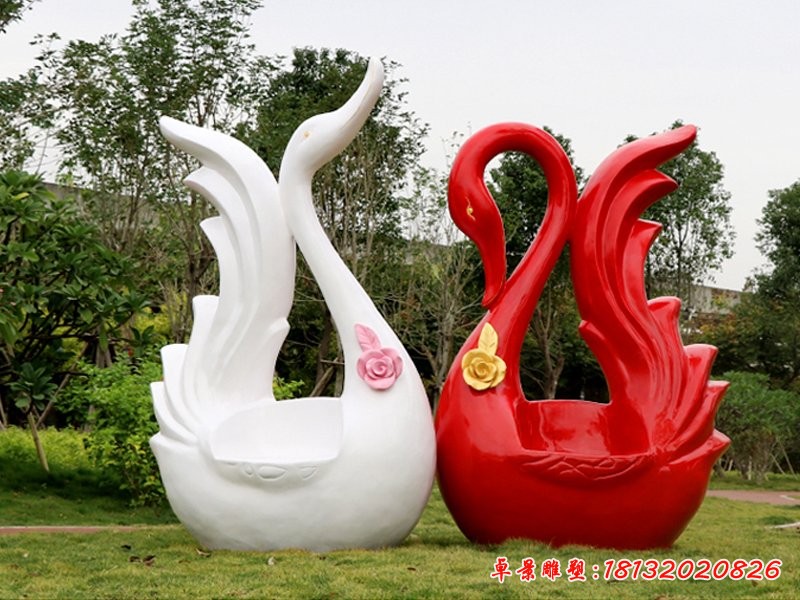 天鵝雕塑，公園玻璃鋼動物雕塑