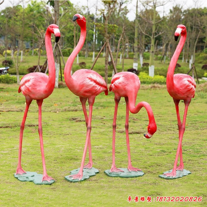 火烈鳥雕塑，玻璃鋼仿真動(dòng)物雕塑