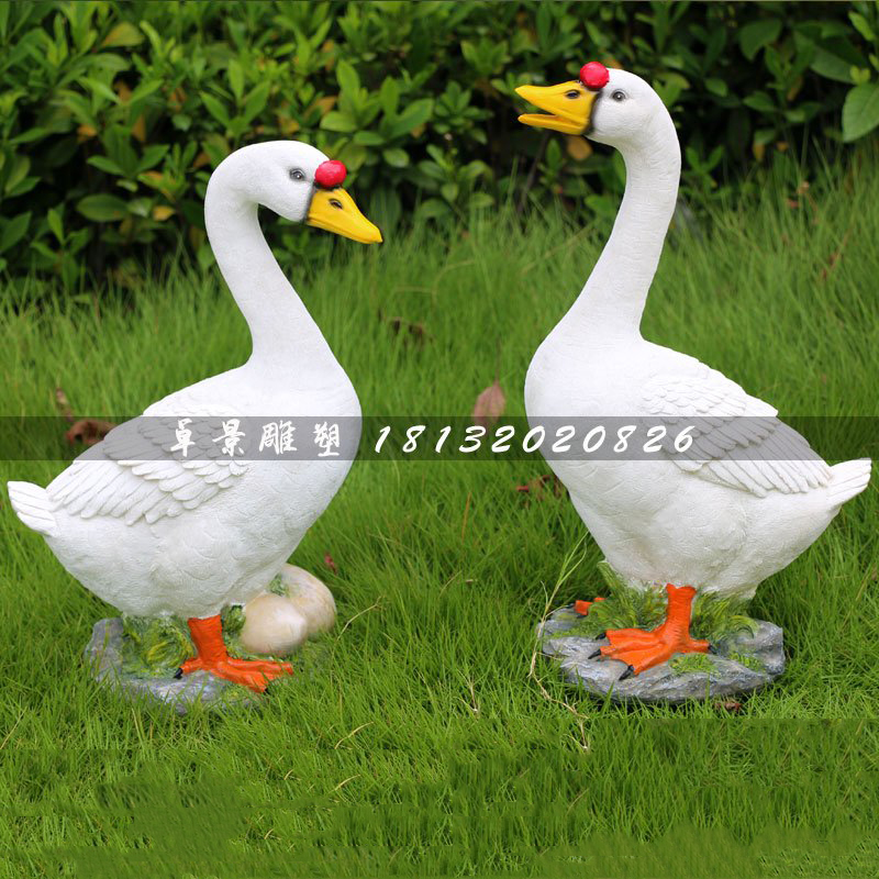 白鵝雕塑，玻璃鋼仿真動物雕塑