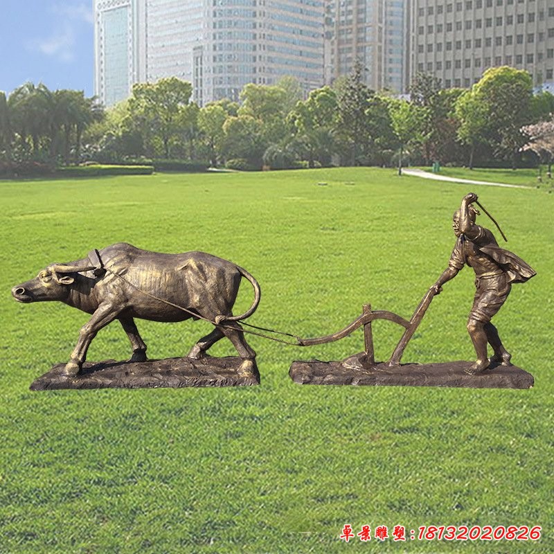 玻璃鋼仿銅耕地牛農耕文化雕塑