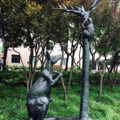 公園動(dòng)物銅雕袋鼠