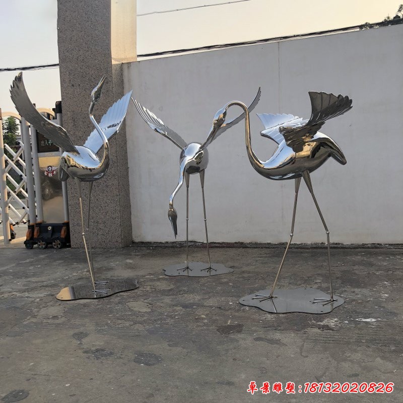 鏡面不銹鋼抽象仙鶴