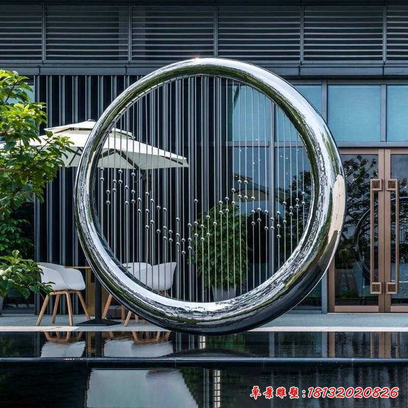 鏡面圓環水簾不銹鋼雕塑