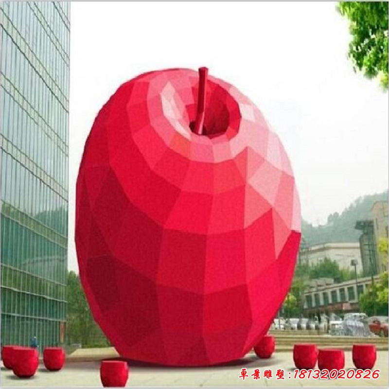 幾何塊面不銹鋼蘋(píng)果雕塑