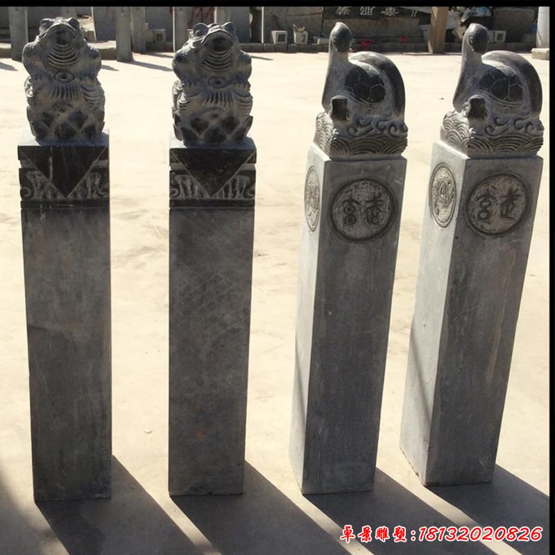 金蟾拴馬樁雕塑，招財景觀石雕