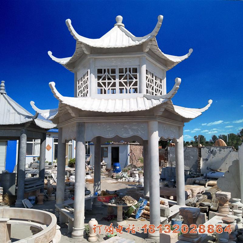 景區雙層涼亭石雕