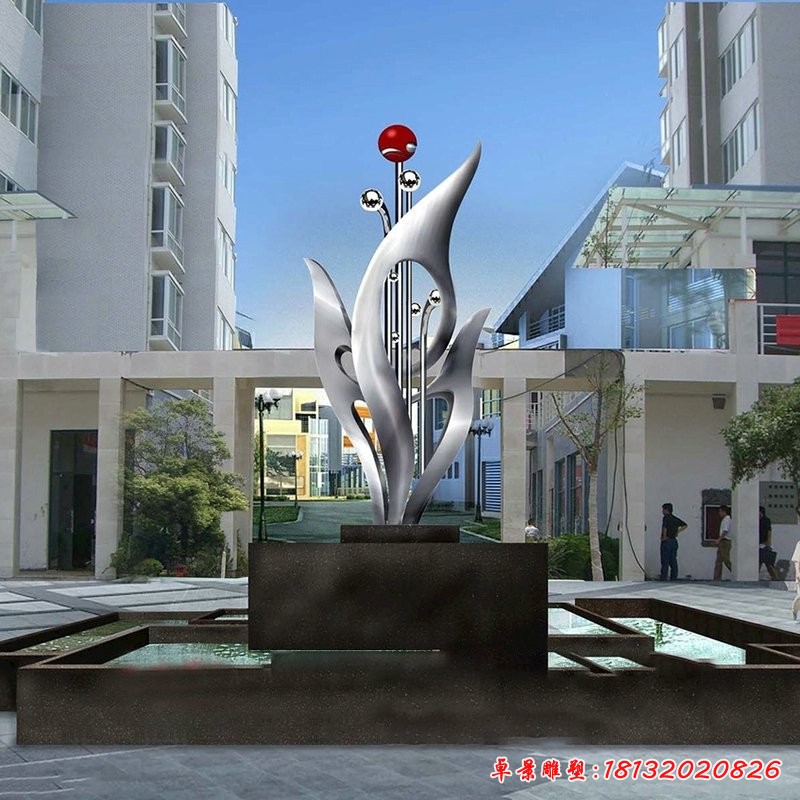 校園抽象綻放不銹鋼雕塑