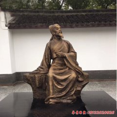 景區古代詩人李白銅雕像