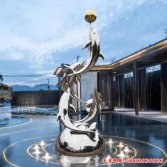 不銹鋼小區海豚雕塑