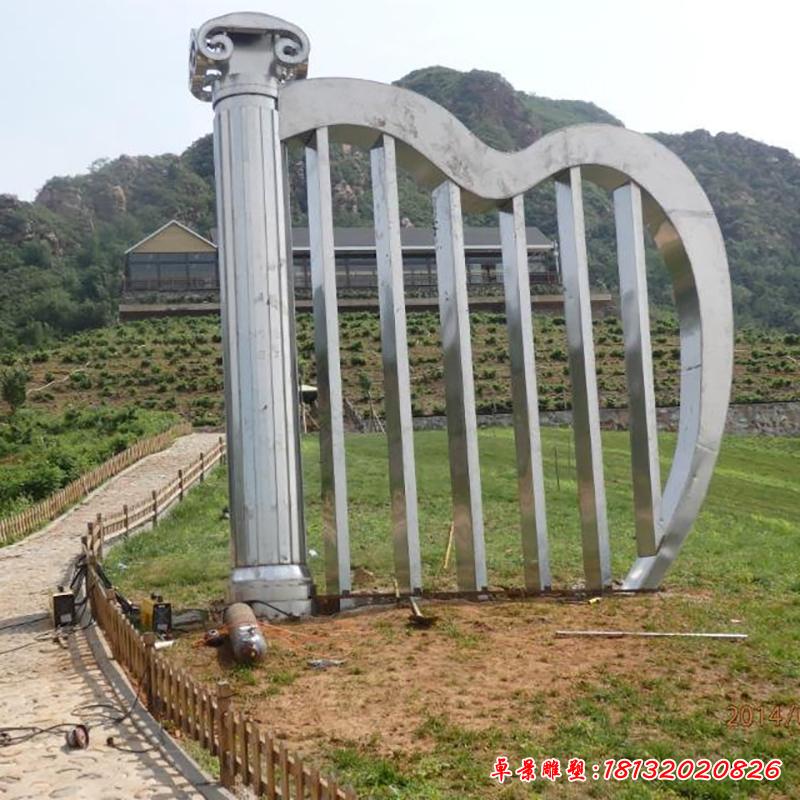 不銹鋼豎琴雕塑，廣場不銹鋼樹琴雕塑 (3)