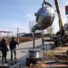 不銹鋼城市創意茶壺噴泉雕塑