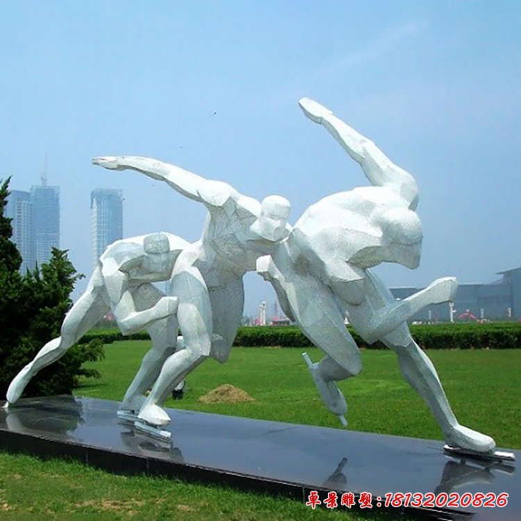 不銹鋼人物雕塑，不銹鋼滑冰雕塑