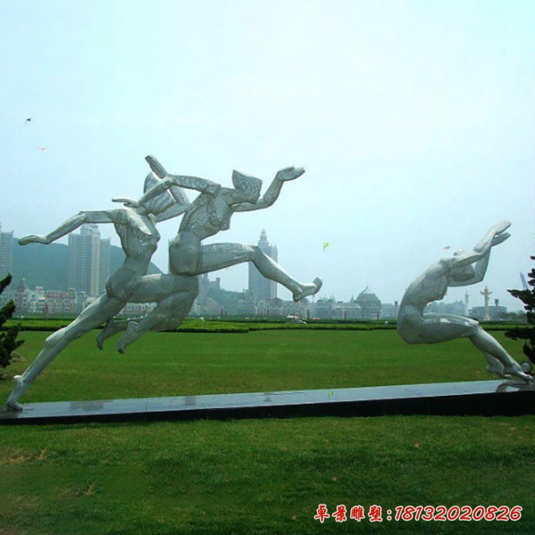 不銹鋼人物雕塑，公園不銹鋼跳遠雕塑[1]