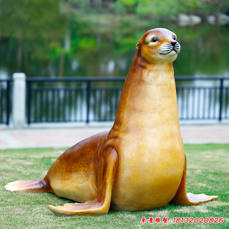 玻璃鋼海豹動物雕塑