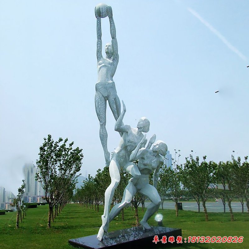 不銹鋼打籃球雕塑，公園不銹鋼人物雕塑
