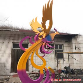 不銹鋼彩色鳳凰雕塑