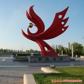 學校不銹鋼鳳凰雕塑