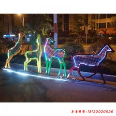 不銹鋼發(fā)光梅花鹿雕塑