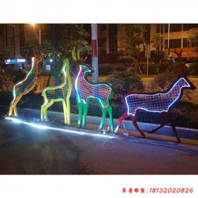 不銹鋼發(fā)光梅花鹿雕塑