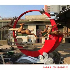 不銹鋼奔騰的鹿雕塑