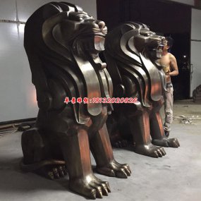 抽象獅子銅雕