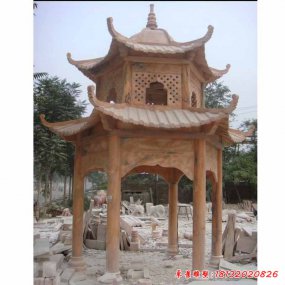兩層涼亭石雕