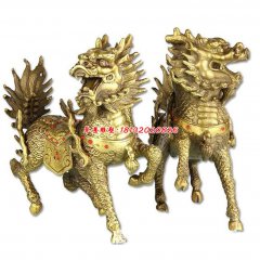 銅鎏金麒麟送子