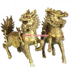 銅鎏金麒麟送子