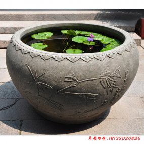 仿古石雕魚缸雕塑