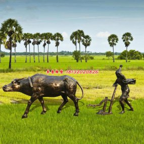 玻璃鋼農(nóng)耕雕塑