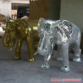 不銹鋼鏤空大象雕塑